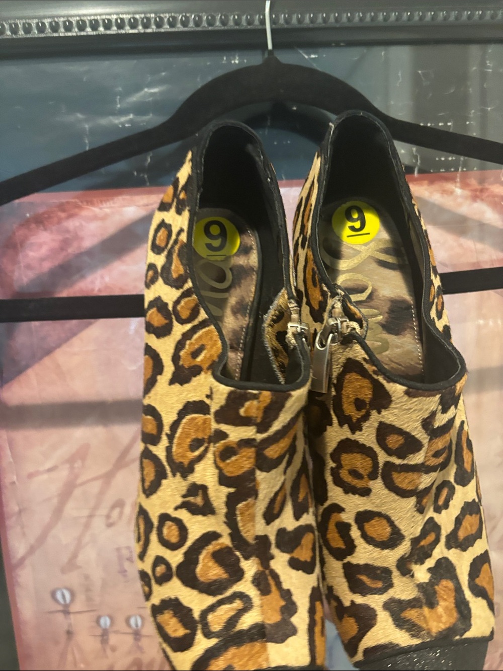 Sam Edelman Leopard Print Ankle Booties in Tan & Black